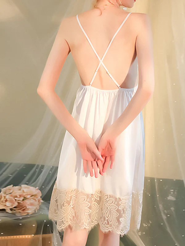 Sleeveless Backless Lacy Split-Joint Spaghetti-Neck Intimates&Pajamas - Image 11