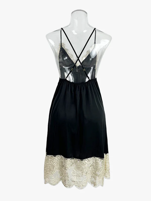 Sleeveless Backless Lacy Split-Joint Spaghetti-Neck Intimates&Pajamas - Image 17