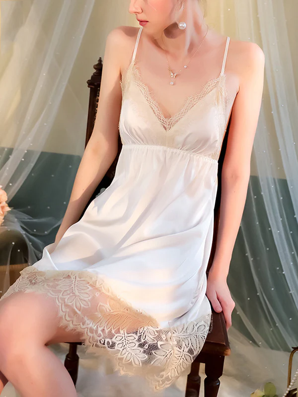 Sleeveless Backless Lacy Split-Joint Spaghetti-Neck Intimates&Pajamas - Image 2