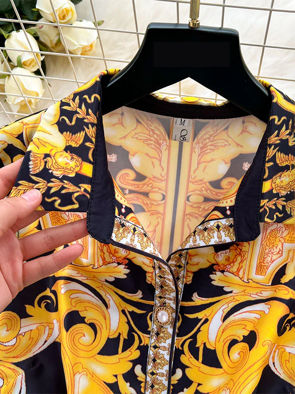 Sleeveless Belt Buckle Buttoned Contrast Color Floral Printed Midi Dresses - Image 5