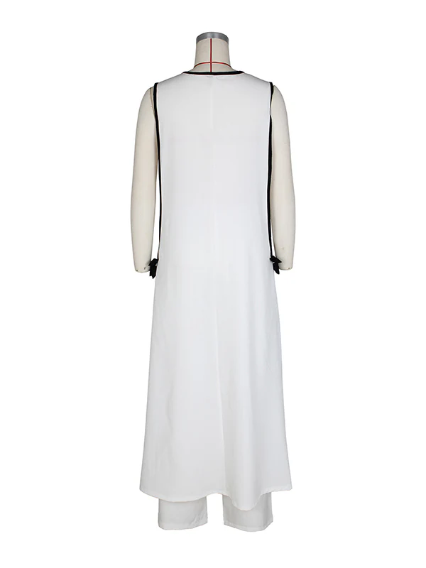 Sleeveless Contrast Color Split-Joint V-Neck Top + Wide Leg Pants Trousers Two Pieces Set - Image 10