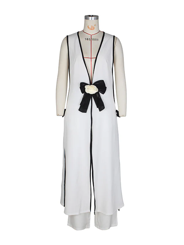 Sleeveless Contrast Color Split-Joint V-Neck Top + Wide Leg Pants Trousers Two Pieces Set - Image 8