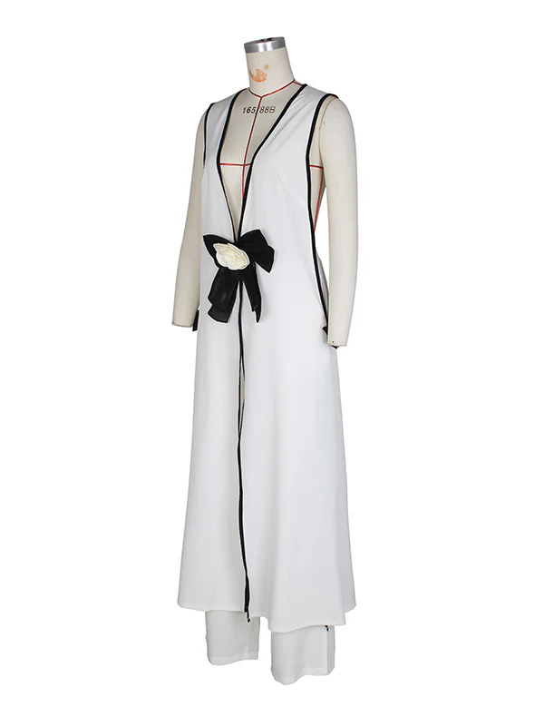 Sleeveless Contrast Color Split-Joint V-Neck Top + Wide Leg Pants Trousers Two Pieces Set - Image 9