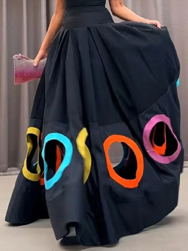 Sleeveless Hollow Pleated Split-Joint Round-neck Maxi Dresses - Image 2