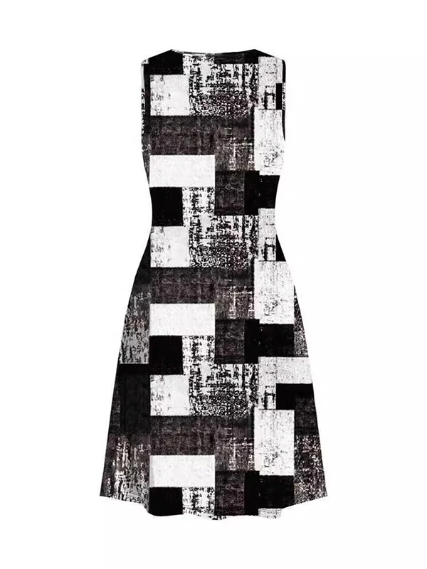 Sleeveless Plaid Round-Neck Mini Dresses - Image 5