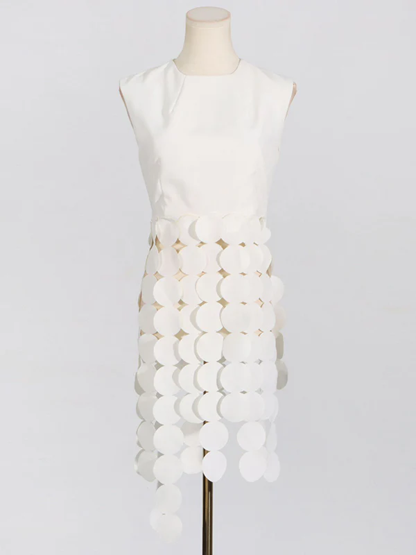 Sleeveless Polka-Dot Solid Color Split-Joint Tasseled Round-Neck Vest Top - Image 6