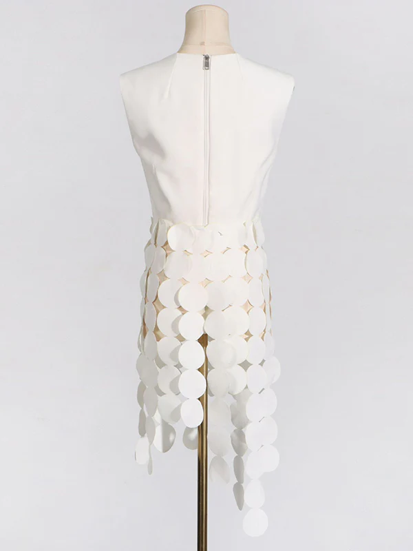 Sleeveless Polka-Dot Solid Color Split-Joint Tasseled Round-Neck Vest Top - Image 8