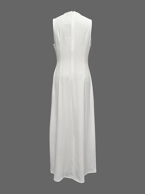 Sleeveless Solid Color Round-Neck Maxi Dresses - Image 5