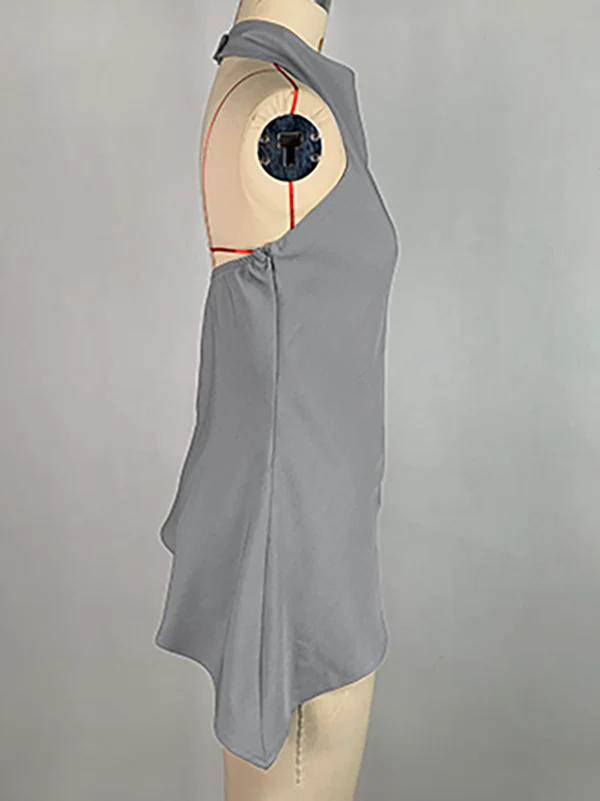 Sleeveless Solid Color Stand Collar Vest Top - Image 6