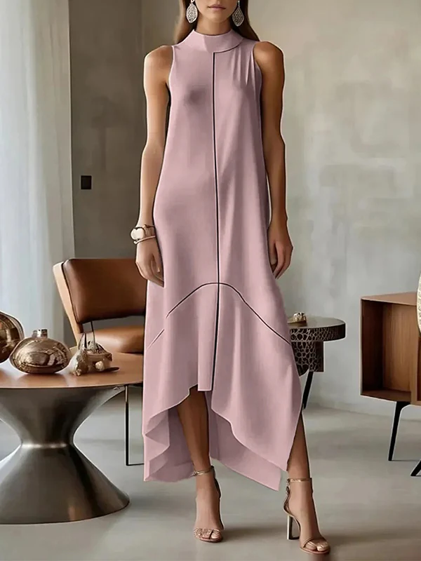 Sleeveless Split-Joint Split-Side High Neck Maxi Dresses - Image 9