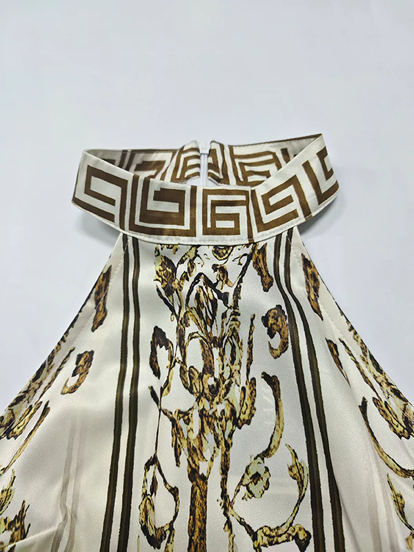 Sleeveless Wide Leg Printed Halter-Neck Jumpsuits - Image 8