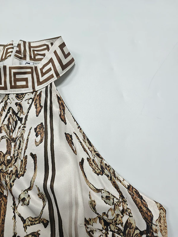 Sleeveless Wide Leg Printed Halter-Neck Jumpsuits - Image 9