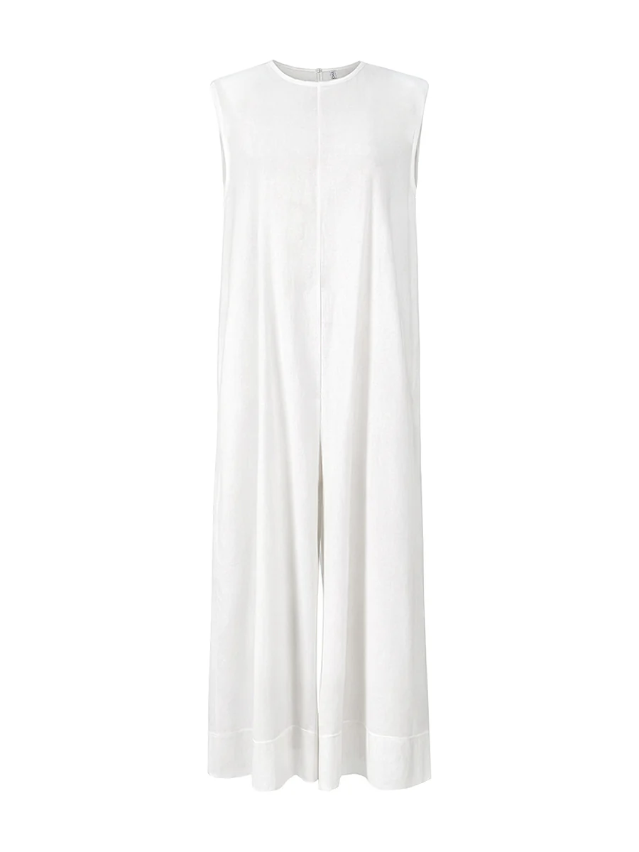 Sleeveless Wide Leg Shoulder Pad Solid Color Jumpsuits - Image 10