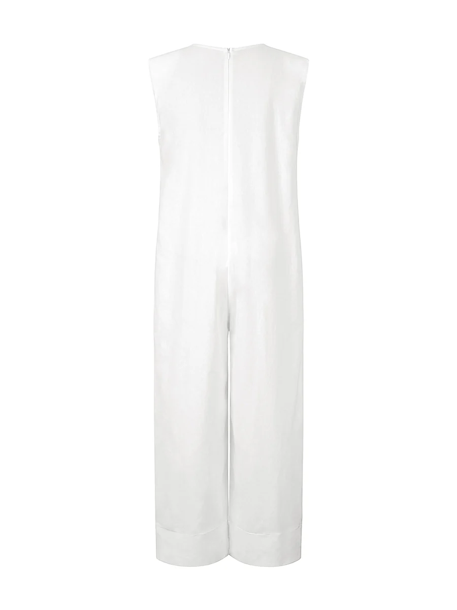 Sleeveless Wide Leg Shoulder Pad Solid Color Jumpsuits - Image 12
