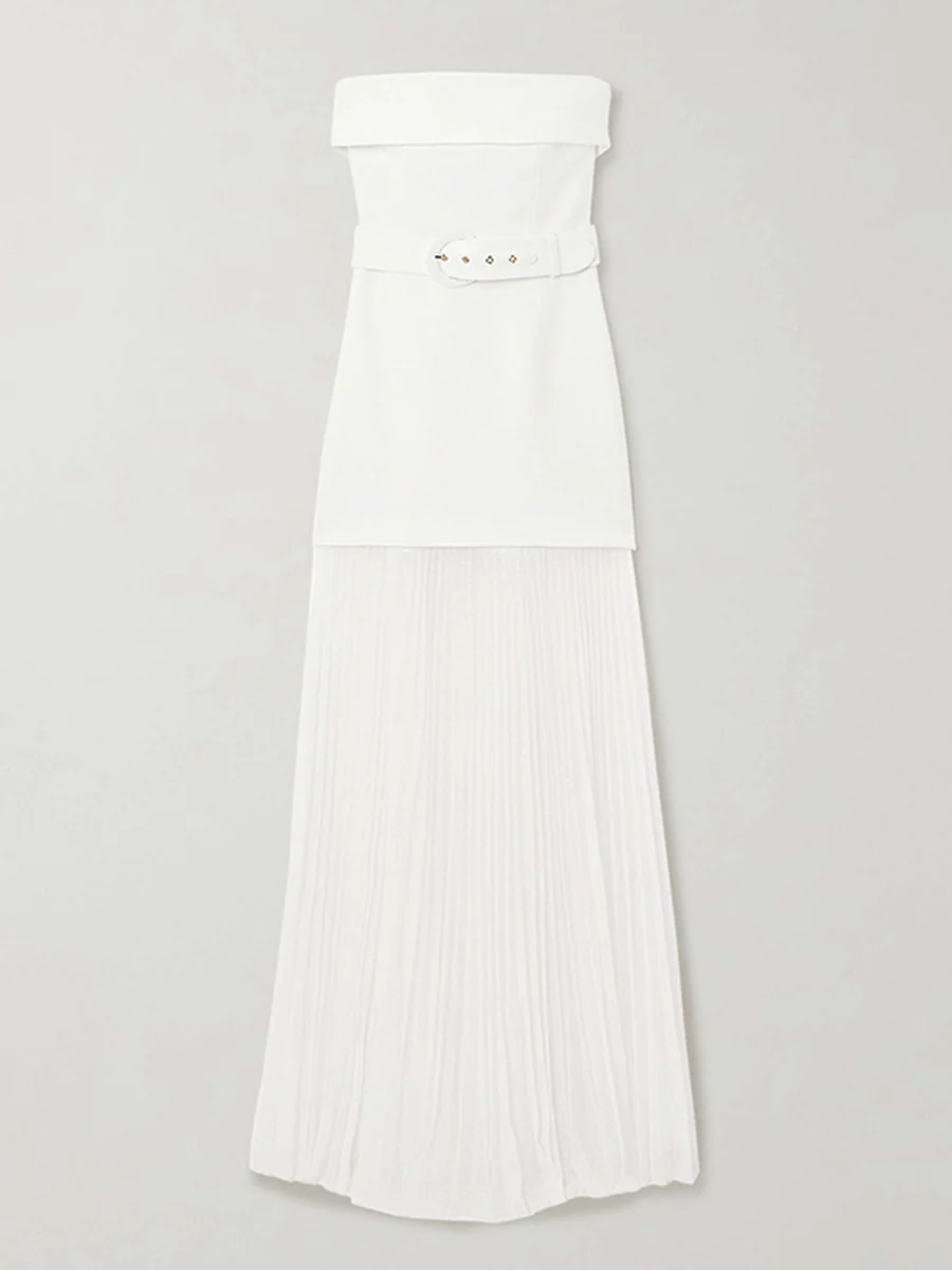 Sleeveless Wrap Belted Pleated See-Through Solid Color Split-Joint Zipper Tube Evening Dresses Maxi Dresses - Image 3