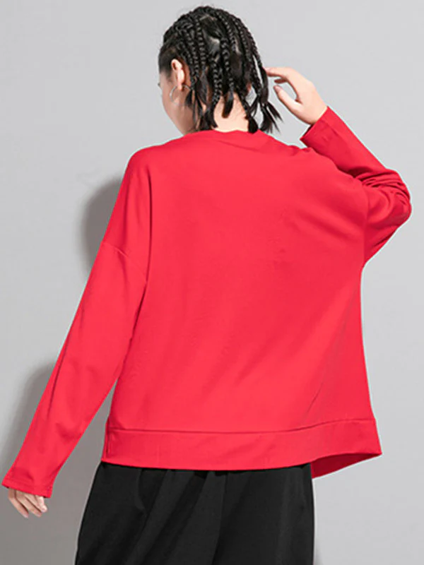 Solid Color Asymmetric Split-Joint Zipper Loose T-Shirt - Image 10