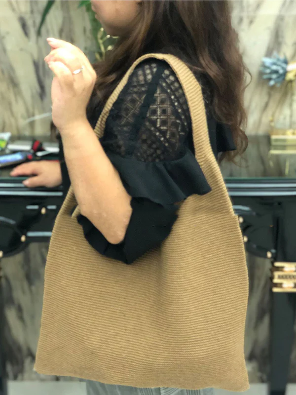 Solid Color Bags Woven Handbag - Image 11