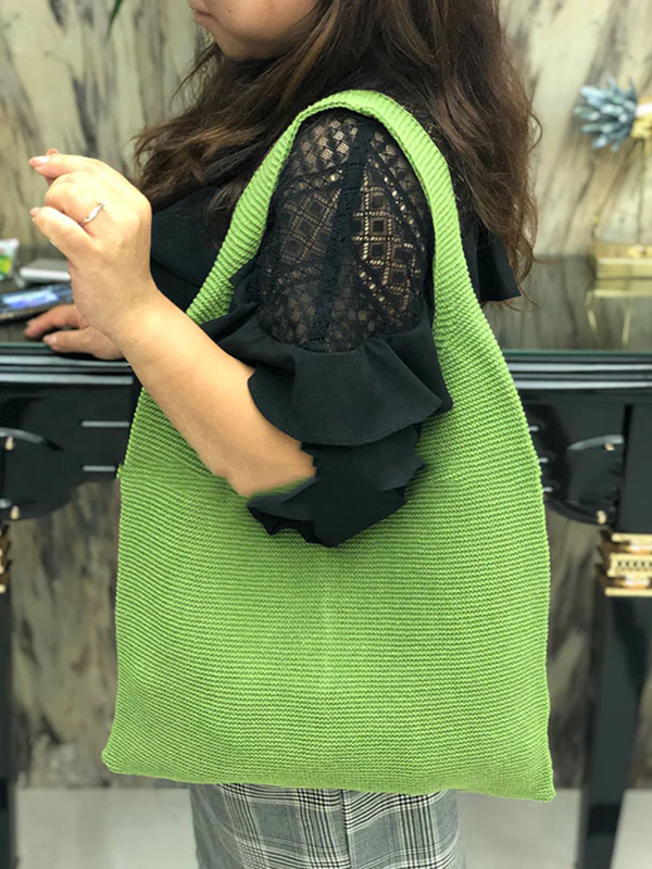 Solid Color Bags Woven Handbag - Image 12