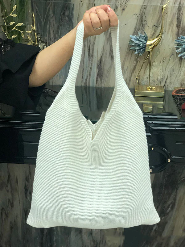 Solid Color Bags Woven Handbag - Image 18
