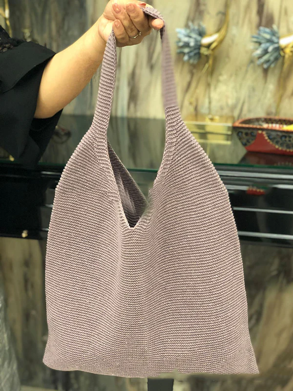 Solid Color Bags Woven Handbag - Image 20