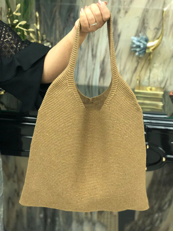 Solid Color Bags Woven Handbag - Image 21