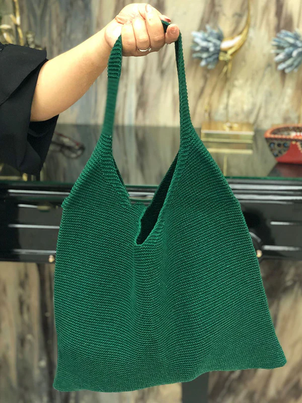 Solid Color Bags Woven Handbag - Image 23