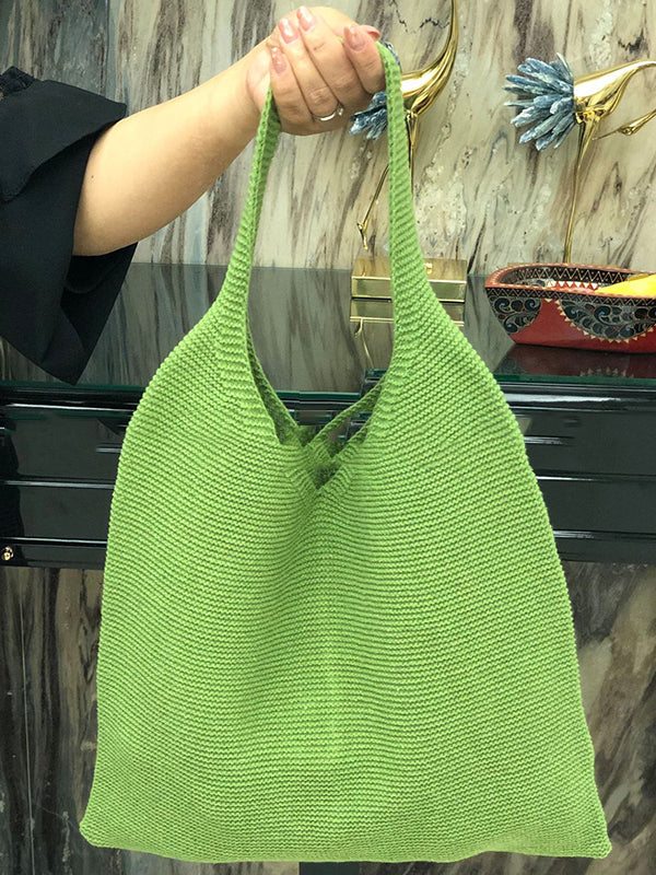 Solid Color Bags Woven Handbag - Image 24