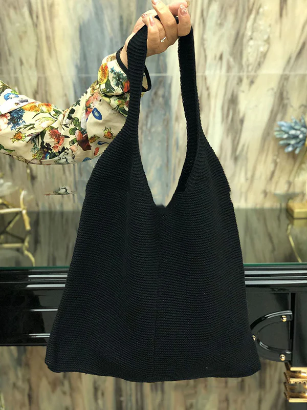 Solid Color Bags Woven Handbag - Image 25