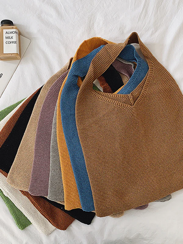 Solid Color Bags Woven Handbag - Image 28