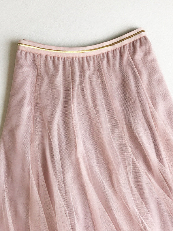 Solid Color Loose Elastic-Waist Mesh Skirt - Image 5