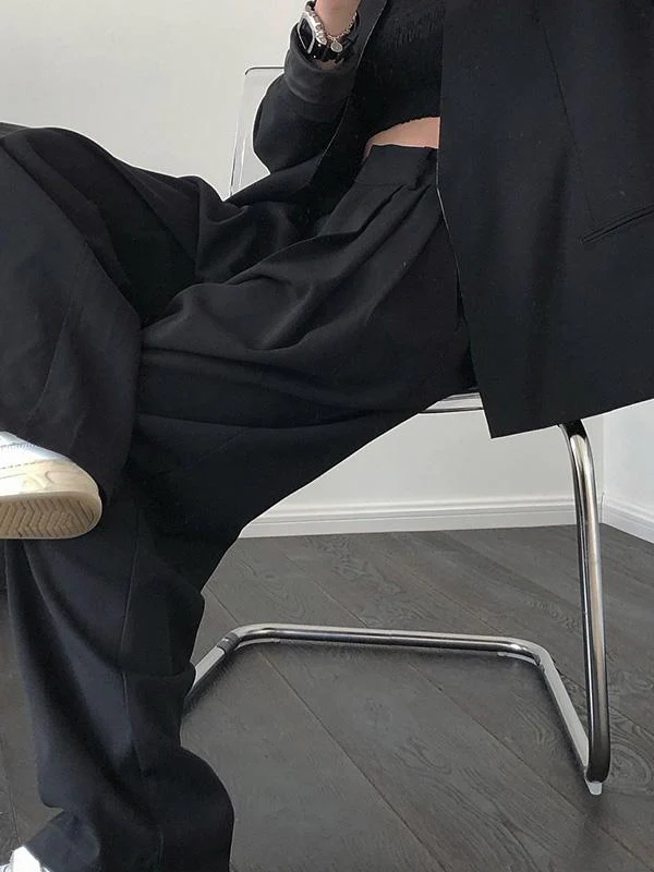 Solid Color Loose Empire Wide Leg Pants - Image 10