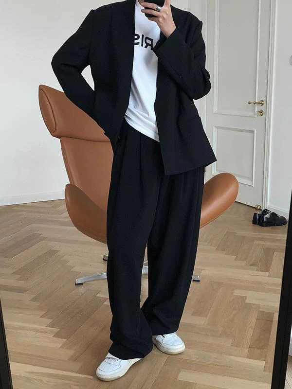 Solid Color Loose Empire Wide Leg Pants - Image 4