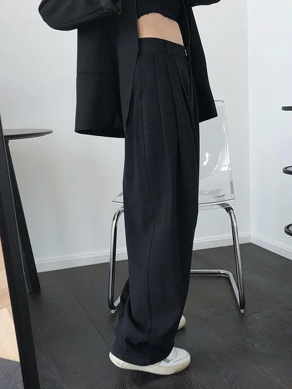 Solid Color Loose Empire Wide Leg Pants - Image 7