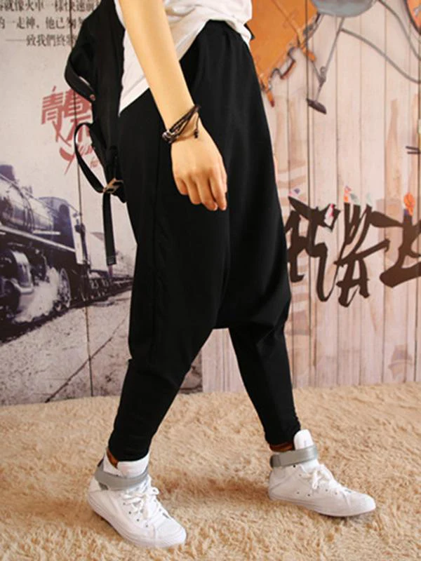 Solid Color Loose Harem Pants - Image 3