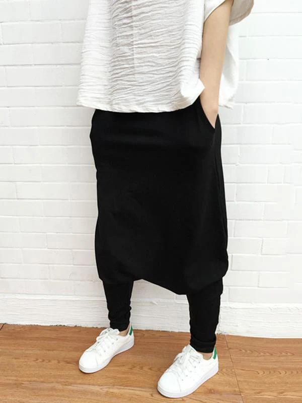 Solid Color Loose Harem Pants - Image 4