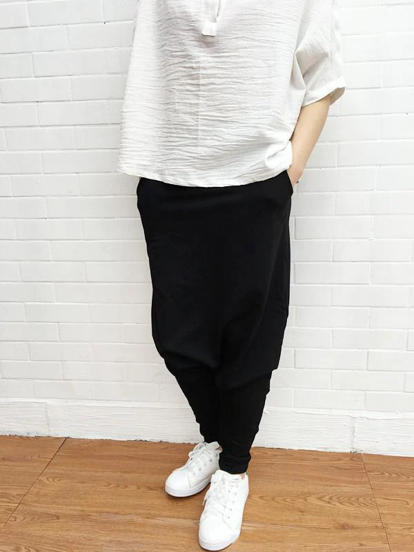 Solid Color Loose Harem Pants - Image 6