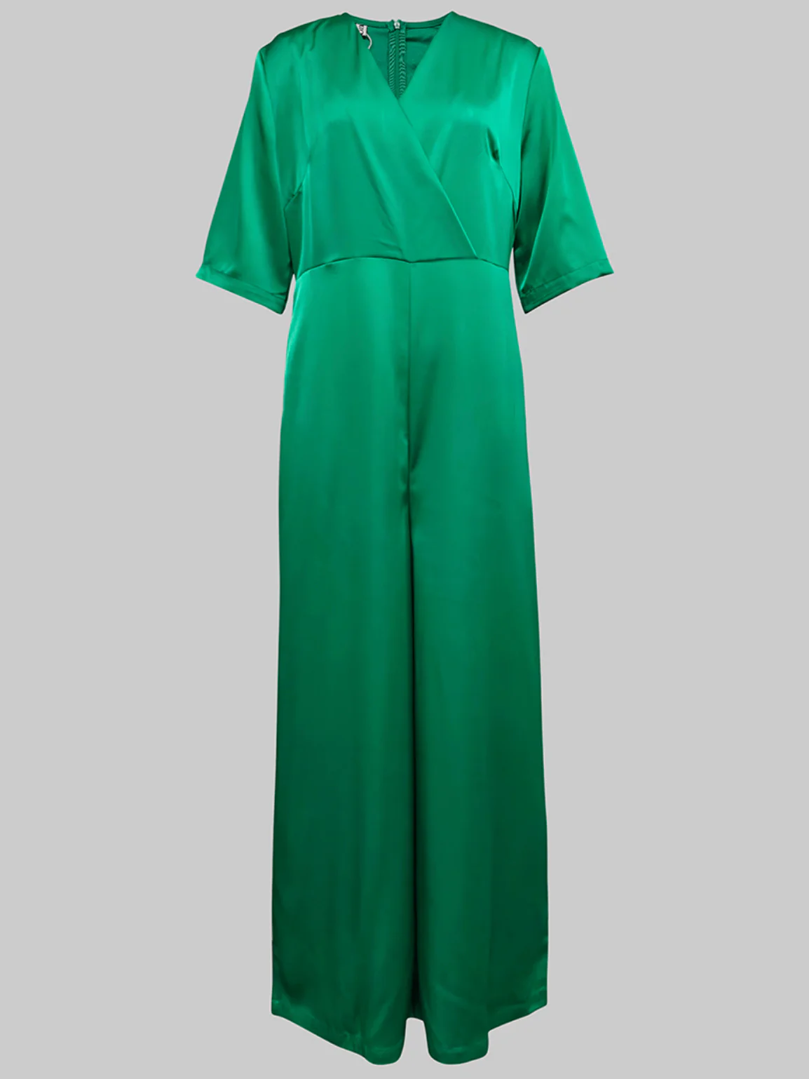 Loose Three-Quarter Sleeves Solid Color V-Neck Jumpsuits - Image 4