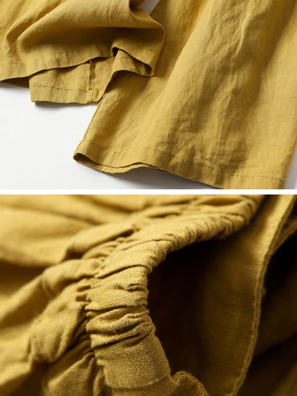 Solid Color Ramie Cotton Plus Size Loose Ninth Wide-Leg Pants - Image 6
