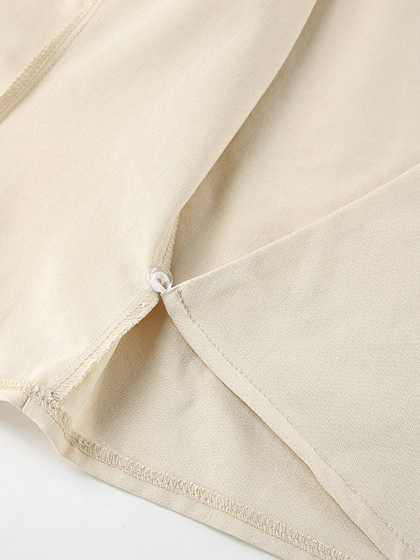 Solid Color Sleeveless Asymmetric Split-Joint  V-Neck Vest Tops +  Straight Leg Pants Suits Two Pieces Set - Image 15