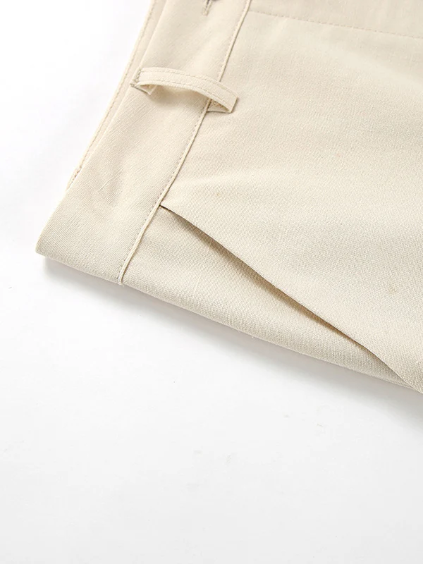 Solid Color Sleeveless Asymmetric Split-Joint  V-Neck Vest Tops +  Straight Leg Pants Suits Two Pieces Set - Image 17