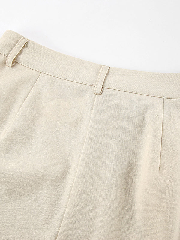 Solid Color Sleeveless Asymmetric Split-Joint  V-Neck Vest Tops +  Straight Leg Pants Suits Two Pieces Set - Image 19