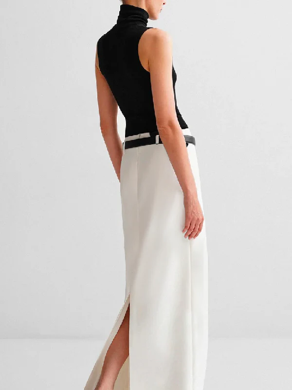 Solid Color Split-Back Skirts Bottoms - Image 3