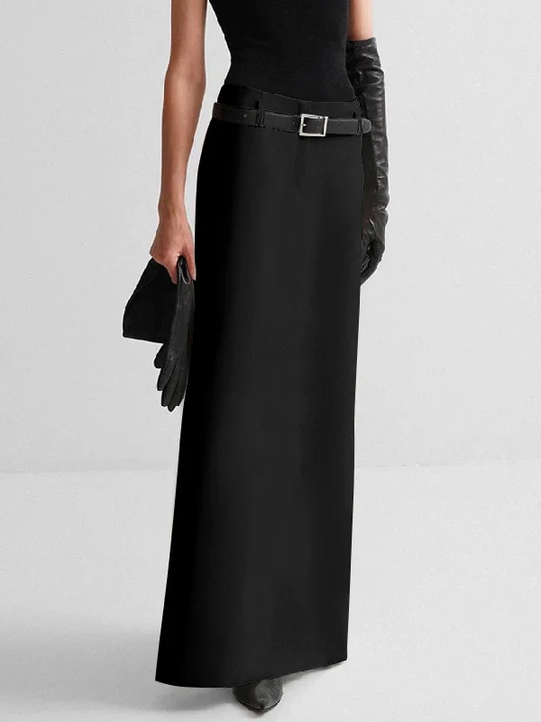 Solid Color Split-Back Skirts Bottoms - Image 5