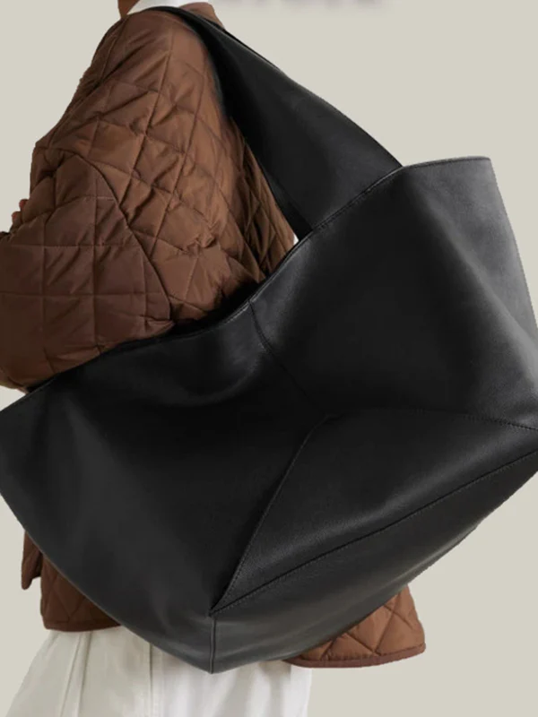 Solid Color Split-Joint Bags Handbags Shoulder Bags Tote Bags - Image 3