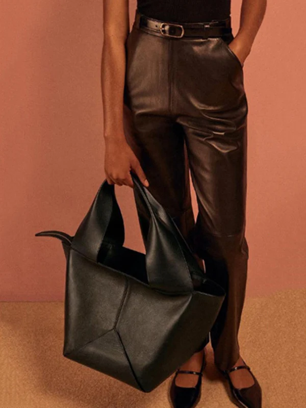 Solid Color Split-Joint Bags Handbags Shoulder Bags Tote Bags - Image 4