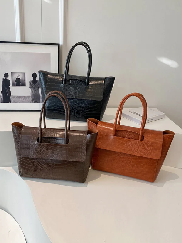 Solid Color Split-Joint Bags Handbags Tote Bags - Image 11