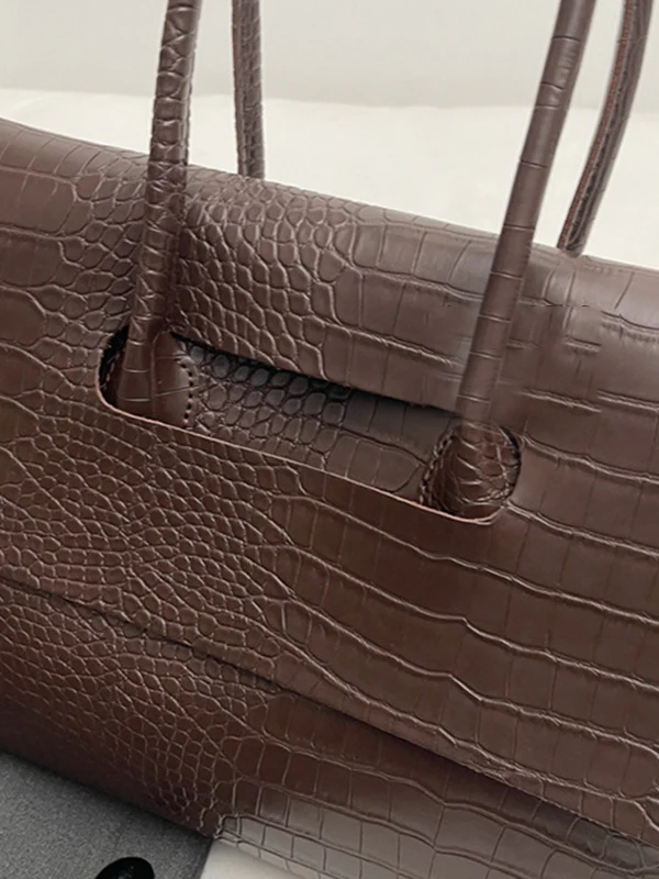 Solid Color Split-Joint Bags Handbags Tote Bags - Image 12