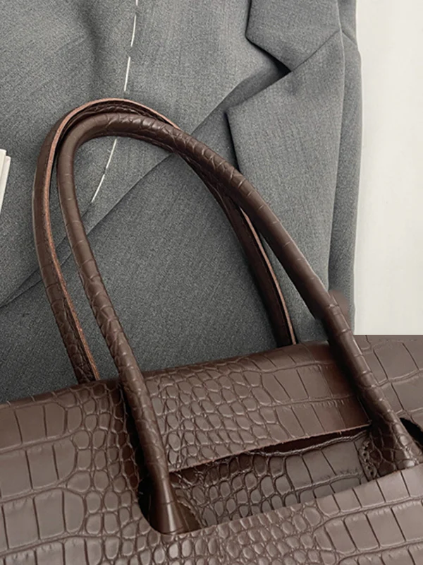 Solid Color Split-Joint Bags Handbags Tote Bags - Image 14