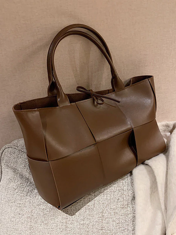 Solid Color Split-Joint Bags Handbags Tote Bags - Image 10