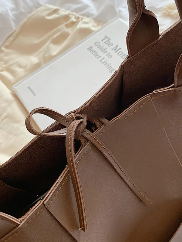 Solid Color Split-Joint Bags Handbags Tote Bags - Image 12